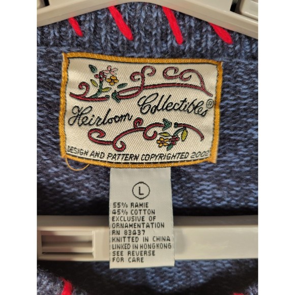 VTG Hearts Valentine Cardigan Sweater LARGE Heirloom Collectibles Americana - Picture 6 of 8